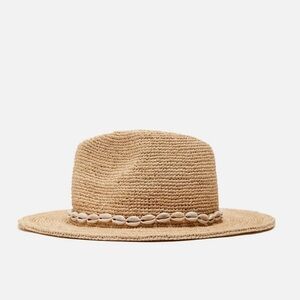 ZARA Raffia Hat with Shell Trim